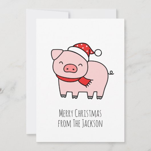 Niedlich Pink Pig Frohe Weihnachten Einfach Minima (Vorderseite)