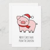Niedlich Pink Pig Frohe Weihnachten Einfach Minima (Vorne/Hinten)