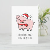 Niedlich Pink Pig Frohe Weihnachten Einfach Minima (Stehend Vorderseite)