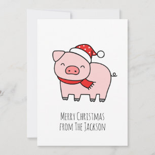 Niedlich Pink Pig Frohe Weihnachten Einfach Minima