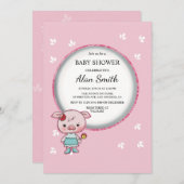 Niedlich Pink Pig Kinderdusche Einladung (Vorne/Hinten)