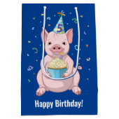 Niedlich Pink Pig Kindergeburtstag Party Mittlere Geschenktüte (Rückseite)