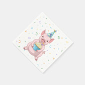 Niedlich Pink Pig Kindergeburtstag Party Serviette (Ecke)
