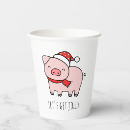 Niedlich Pink Pig Lasse Jolly Minimalistische Weih Pappbecher