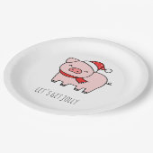 Niedlich Pink Pig Lasse Jolly Minimalistische Weih Pappteller (Schrägansicht)