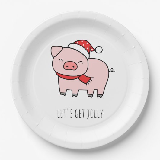 Niedlich Pink Pig Lasse Jolly Minimalistische Weih Pappteller (Vorderseite)