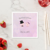 Niedlich Pink Pig Liebe Herzmuster Hintergrund Serviette (Beispiel)