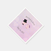 Niedlich Pink Pig Liebe Herzmuster Hintergrund Serviette (Ecke)