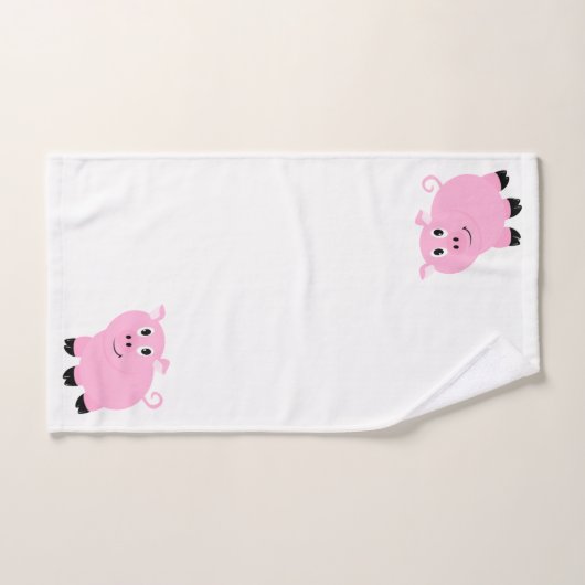 Niedlich Pink Pig Muster Kinder Mit Monogramm Tier Badhandtuch Set (Handtuch)