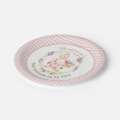 Niedlich Pink Pig Piggy Floral Baby Dusche Geburts Pappteller (Schrägansicht)
