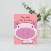 NIEDLICH PINK PIGGY POSTCARD POSTKARTE (Stehend Vorderseite)