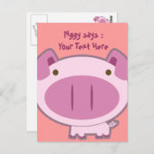 NIEDLICH PINK PIGGY POSTCARD POSTKARTE (Vorne/Hinten)
