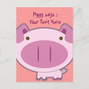 NIEDLICH PINK PIGGY POSTCARD POSTKARTE