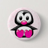 Niedlich Pink Pinguin Button (Vorderseite)