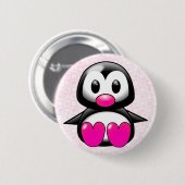 Niedlich Pink Pinguin Button (Vorne & Hinten)