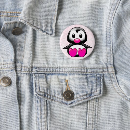 Niedlich Pink Pinguin Button (Beispiel)