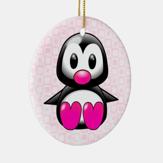 Niedlich Pink Pinguin Keramikornament (Rechts)