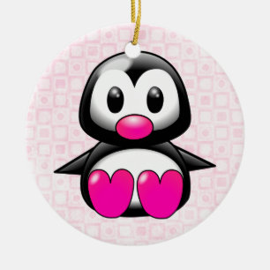 Niedlich Pink Pinguin Keramikornament