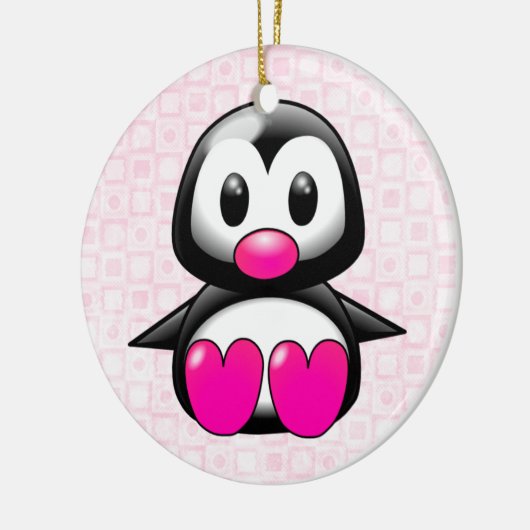 Niedlich Pink Pinguin Keramikornament (Links)