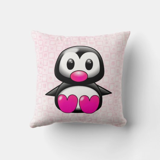 Niedlich Pink Pinguin Kissen (Rückseite)