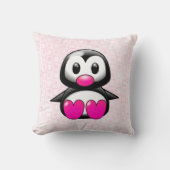 Niedlich Pink Pinguin Kissen (Vorderseite)