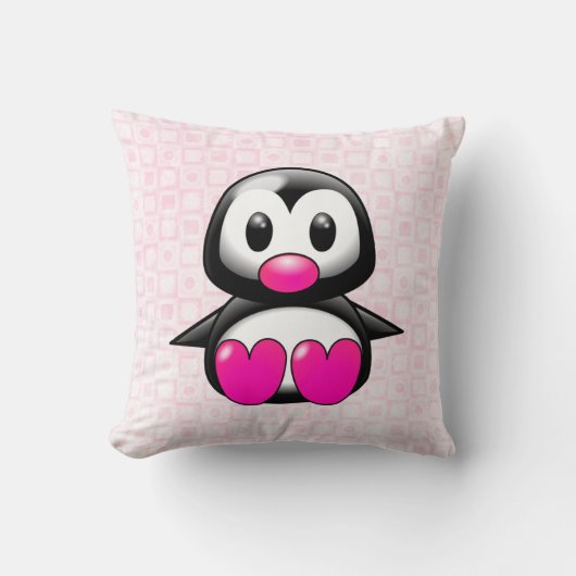 Niedlich Pink Pinguin Kissen (Vorderseite)