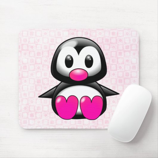 Niedlich Pink Pinguin Mousepad (Mit Mouse)