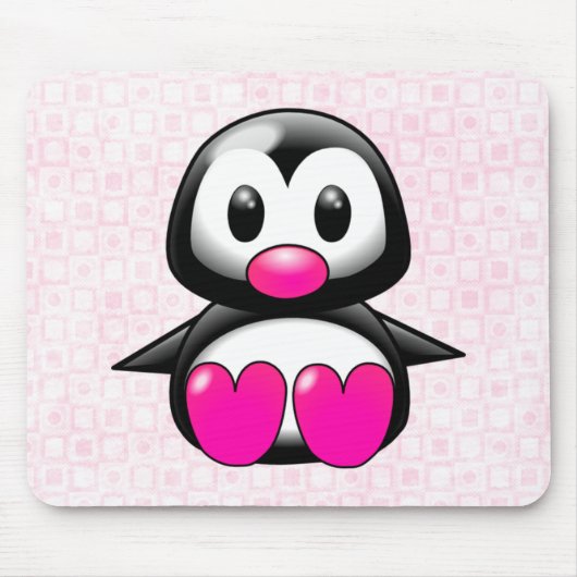 Niedlich Pink Pinguin Mousepad (Vorne)