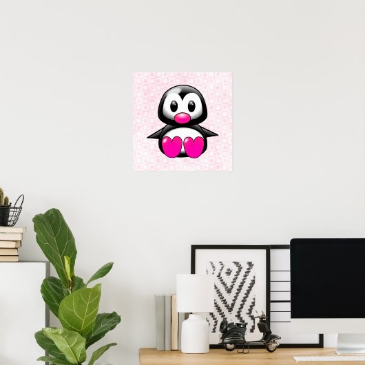 Niedlich Pink Pinguin Poster (Heimbüro)
