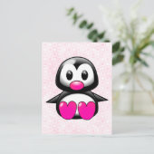 Niedlich Pink Pinguin Postkarte (Stehend Vorderseite)