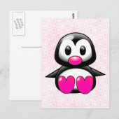 Niedlich Pink Pinguin Postkarte (Vorne/Hinten)
