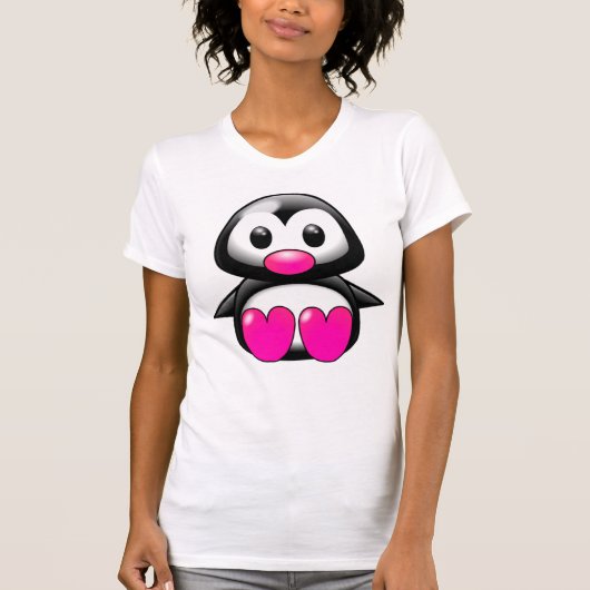 Niedlich Pink Pinguin T-Shirt (Vorderseite)