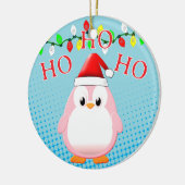 Niedlich Pink Pinguin Weihnachtsmannmütze Weihnach Keramik Ornament (Links)