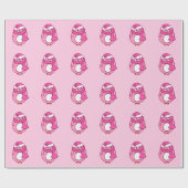 Niedlich Pink Pinguin Weihnachtswrapping Paper Geschenkpapier (Flach)