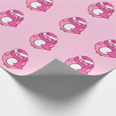 Niedlich Pink Pinguin Weihnachtswrapping Paper Geschenkpapier (Ecke)