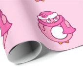 Niedlich Pink Pinguin Weihnachtswrapping Paper Geschenkpapier (Rolleneckpunkt)