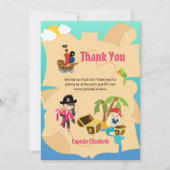 Niedlich Pink Pirate Girl Meerjungfrau Staatliche Dankeskarte (Vorderseite)