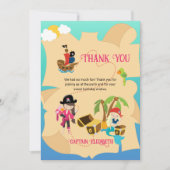 Niedlich Pink Pirate Girl Mermaid Personalisiert Dankeskarte (Vorderseite)