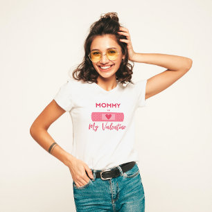 Niedlich Pink Plaster Herz Mama ist mein Valenti T-Shirt