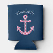 Niedlich Pink Polka Dot Anchor mit Individuelle Na Dosenkühler (Rückseite)