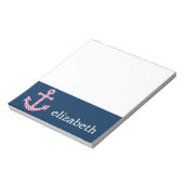 Niedlich Pink Polka Dot Anchor mit Individuelle Na Notizblock (Rotiert)