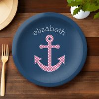 Niedlich Pink Polka Dot Anchor mit Individuelle Na