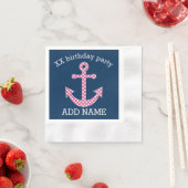 Niedlich Pink Polka Dot Anchor mit Individuelle Na Serviette (Beispiel)