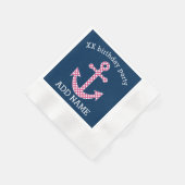 Niedlich Pink Polka Dot Anchor mit Individuelle Na Serviette (Ecke)