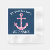 Niedlich Pink Polka Dot Anchor mit Individuelle Na Serviette (Vorderseite)