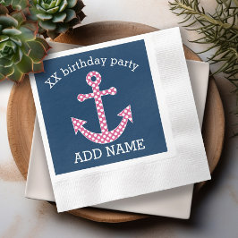 Niedlich Pink Polka Dot Anchor mit Individuelle Na Serviette