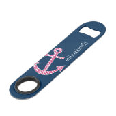 Niedlich Pink Polka Dot Anchor mit Individuelle Na Speedflaschenöffner (Vorderseite Schrägansicht)