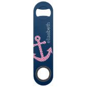 Niedlich Pink Polka Dot Anchor mit Individuelle Na Speedflaschenöffner (Rückseite)