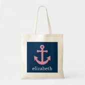 Niedlich Pink Polka Dot Anchor mit Individuelle Na Tragetasche (Vorne)
