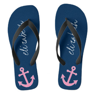Niedlich Pink Polka Dot Anchor mit Navy Individuel Badesandalen
